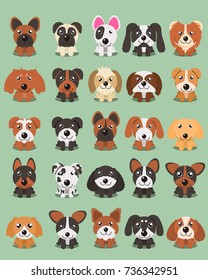 Dog breeds Vector Collection: Set of 25 different dog breeds in cartoon style.