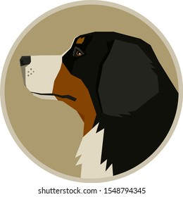 Dog Breeds Vector illustration Bernese Mountain Dog Round frame set