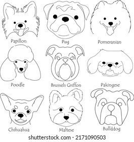 Dog breeds vector set Icon Isolated dogs breed silhouettes