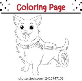 dog broken leg using wheel coloring page