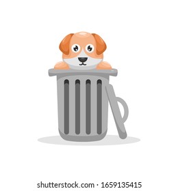 dog in the bucket cartoon vector
