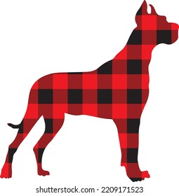 Dog Buffalo Plaid pattern Red Vector Clip Art	