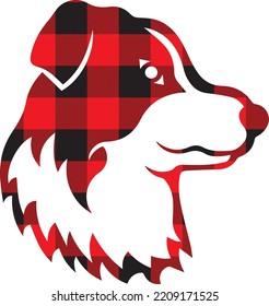 Dog Buffalo Plaid Red Vector Clip art Design	