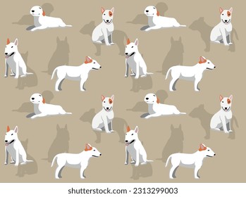 Dog Bull Terrier Fawn Coat Cute Cartoon Seamless Wallpaper Background