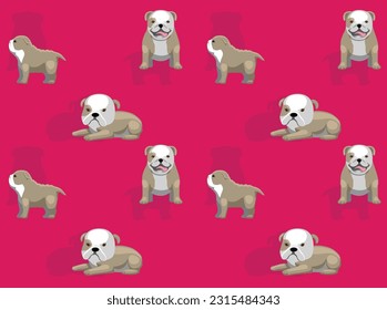 Dog Bulldog Fawn Coat Cute Cartoon Seamless Wallpaper Background