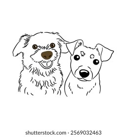 Dog bulldog line art coloring book black and white