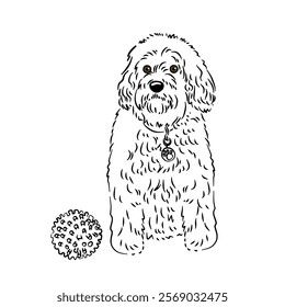 Dog bulldog line art coloring book black and white