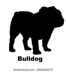 Dog Bulldog silhouette Breeds Bundle Dogs on the move. Dogs in different poses.
The dog jumps, the dog runs. The dog is sitting lying down playing
