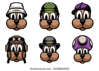 Dog Bundle Mascot Design Vector svg