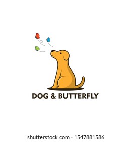Dog and Butterfly Logo Template Design