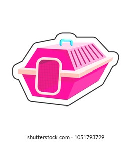 Dog cage cartoon sticker vector illustration for pet shop