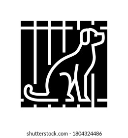 dog in cage glyph icon vector. dog in cage sign. isolated contour symbol black illustration