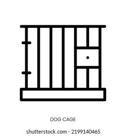 Dog Cage Icon. Line Art Style Design Isolated On White Background