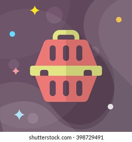 Dog cage icon , Vector flat long shadow design.
