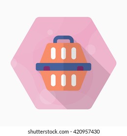 Dog cage icon , Vector flat long shadow design.