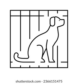 dog in cage line icon vector. dog in cage sign. isolated contour symbol black illustration