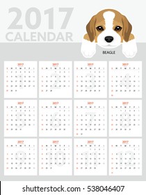 Dog Calendar 2017. Beagle Puppy