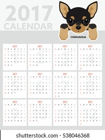Dog Calendar 2017. Chihuahua Puppy