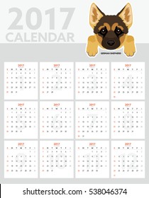 Dog Calendar 2017. German Shepherd Puppy