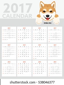 Dog Calendar 2017. Shiba Inu Puppy