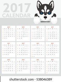 Dog Calendar 2017. Siberian Husky Puppy