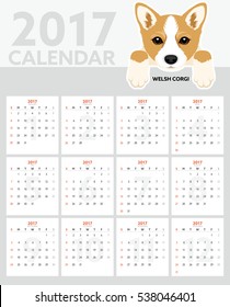 Dog Calendar 2017. Welsh Corgi Puppy