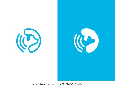 dog call logo design. pet care with linear style concept element icon symbol	
