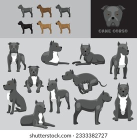 Dog Cane Corso Cartoon Vector Illustration Color Variation Set Blue Coat