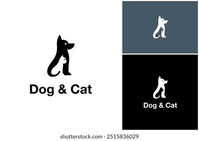 Cachorro canino cachorrinho gato felino pata animal de estimação silhueta vetor logotipo logotipo design ilustração