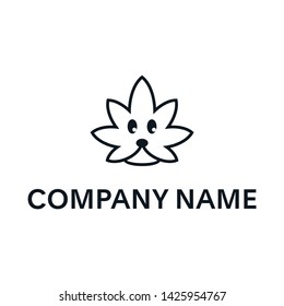 DOG CANNABIS LEAF LOGO DESIGN VECTOR ICON 