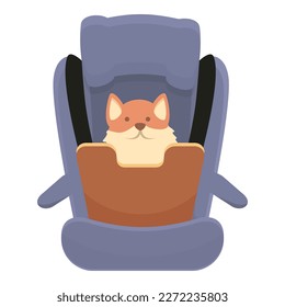 Dog car seat trip icon cartoon vector. Travel road. Animal puppy