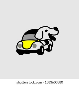dog car simple design logo template
