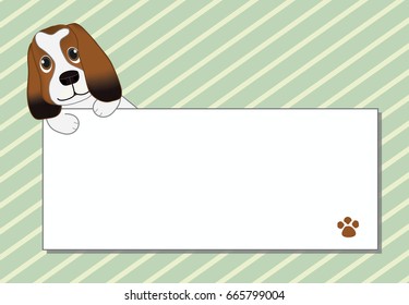 Dog card, puppy invitation, cute basset hound