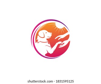 Dog care and adoption logo design illustration.