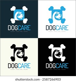 Dog Care and Animal Care silhouette logo set template design