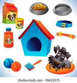 Dog care icon set