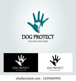 Dog care logo, Dog protect icon, Vector illustration