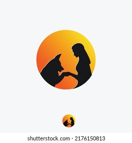 Dog Care pets silhouette logo
