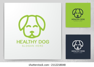 Dog care silhouette head, Healthy pet mono line logo design