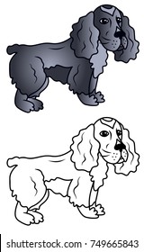 Dog caricature vector cocker spaniel funny colored illustration sketch animal brown
