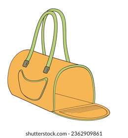 Dog carrier for small dog Outline color vector illustration