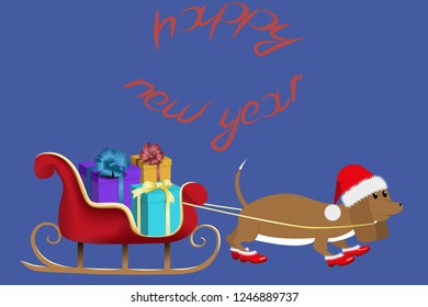 Dog carries New Year's gifts