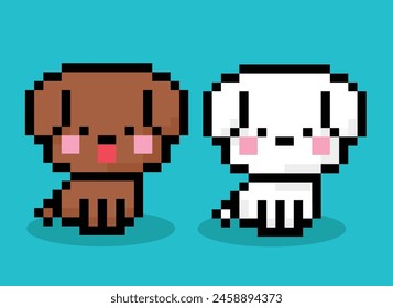 dog cartoon  in 8 bit pixel art.