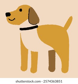 dog, cartoon, animal, pet, puppy, simple, yellow, brown, collar, happy, smiling, tail, playful, illustration, cute, adorable, art, drawing, design, logo