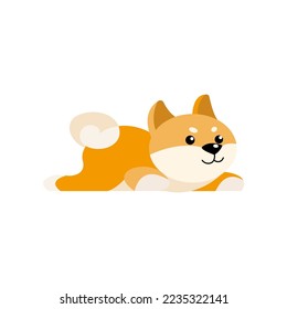 Dog cartoon character lying vector illustration. Cute puppy growing from little to adult and elderly, small stage of growth isolated on white background. Pets, time concept