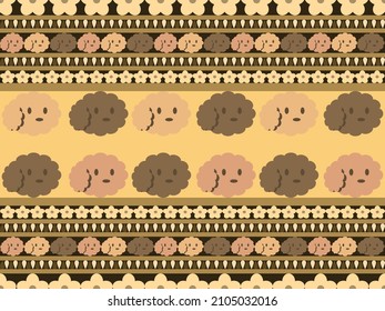 Dog cartoon character seamless pattern on brown background