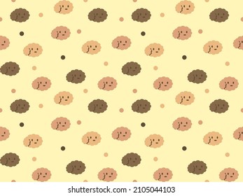 Dog cartoon character seamless pattern on yellow background