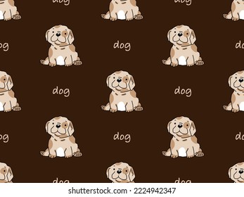 Dog cartoon character seamless pattern on brown background