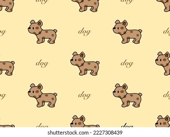 Dog cartoon character seamless pattern on yellow background