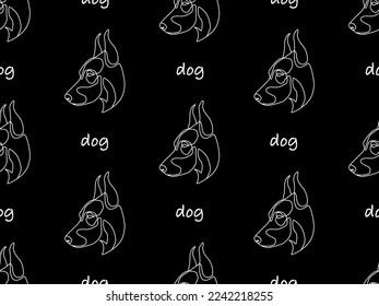 Dog cartoon character seamless pattern on black background